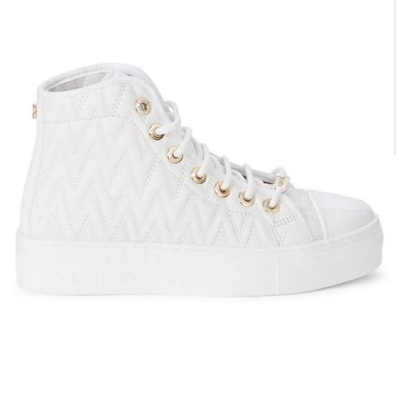 Valentino Shoes - Valentino Leather High Top White Sneakers